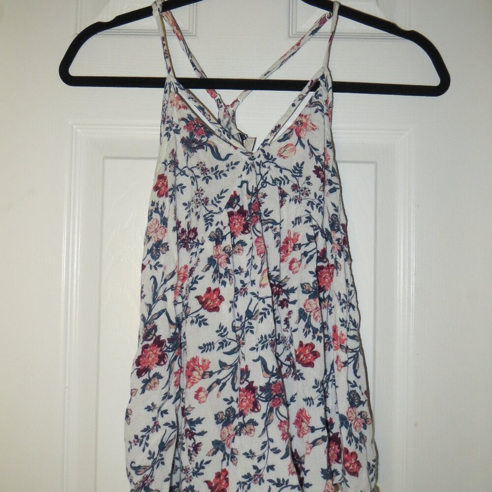 American Eagle Floral Strappy Back Cami Tank Top